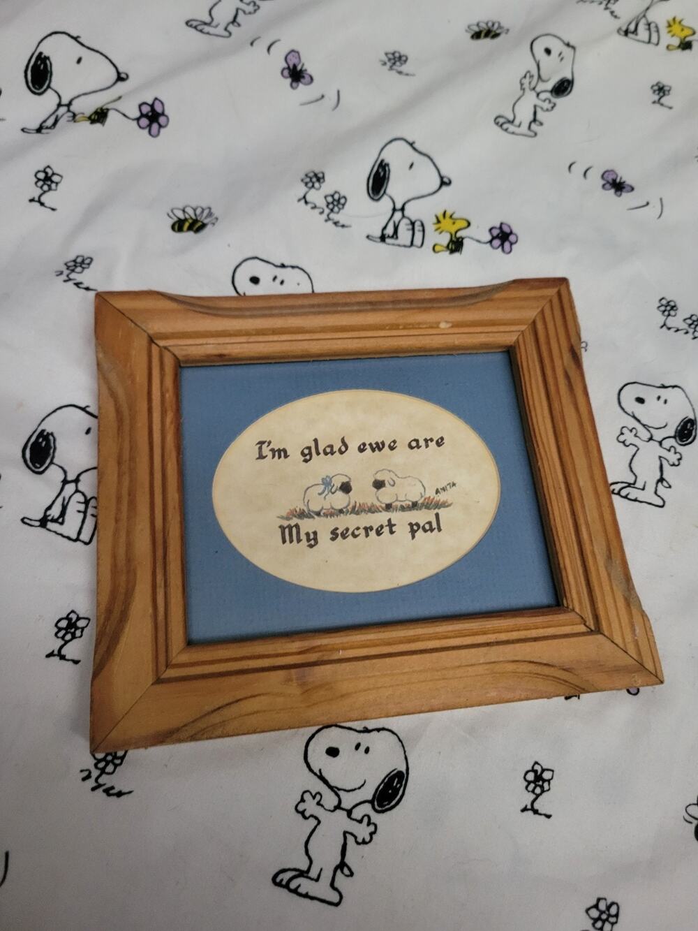 Cottage Core Granny Small Wood Frame Im Glad Ewe Are Secret Pal Sheep